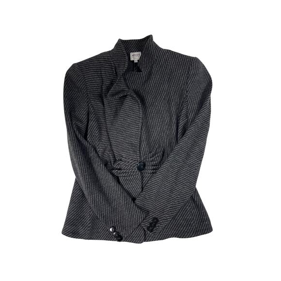 Vintage Armani Collezioni Small Jacket Black Herringbone Blazer Made in Italy - Picture 9 of 12